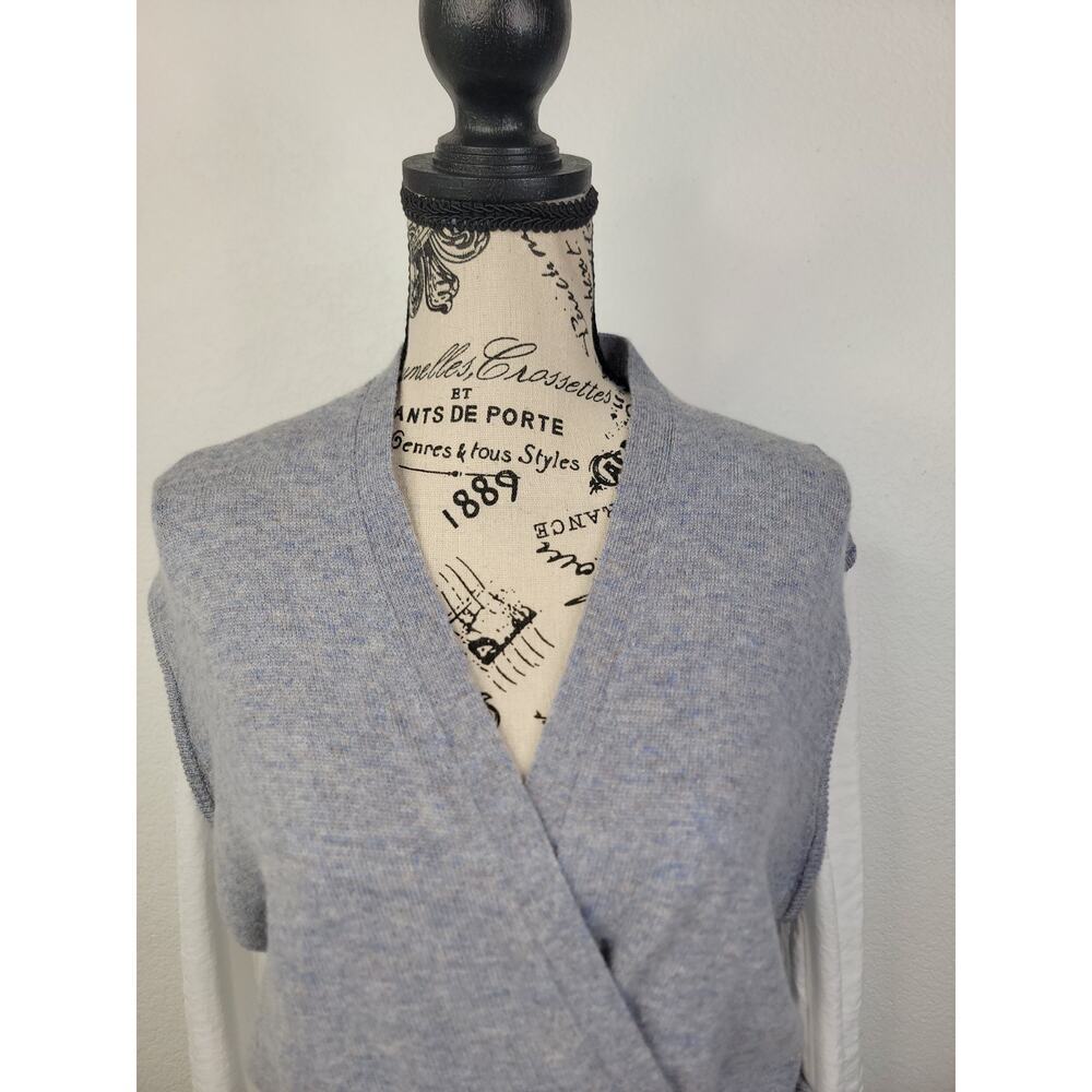 Brochu Walker Phinneas Satin Sleeve Wrap Sweater SZ M Wool Cashmere V Neck - Picture 3 of 9
